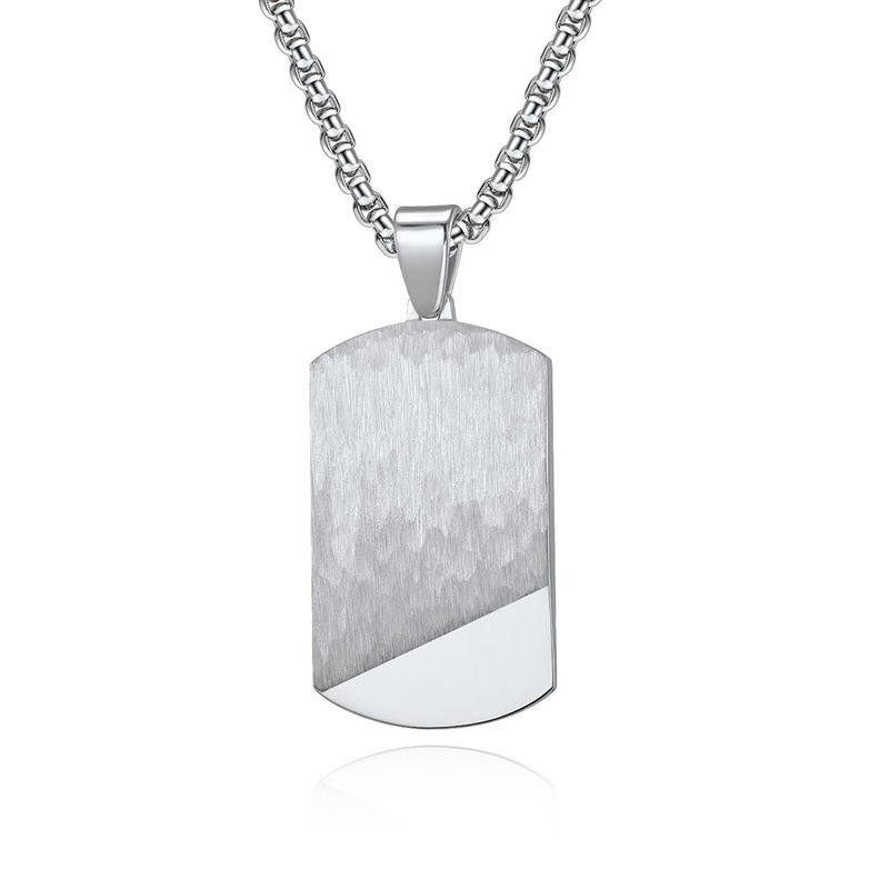 Satin and Polished Square Religious Necklace Men's Cross Stainless Steel Christian Jewelry for Anniversary Occasion