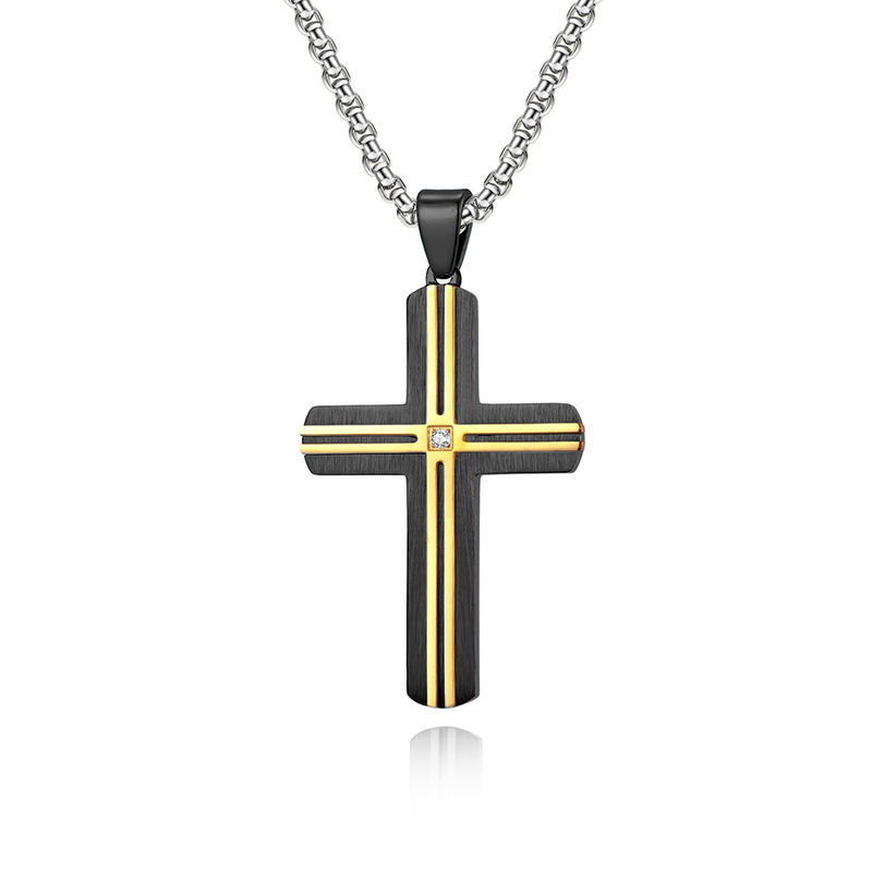 Blue and Gold Metal Prayer Choker for Men Stainless Steel Link Chain Necklaces Fine Jewelry Anniversary Occasion