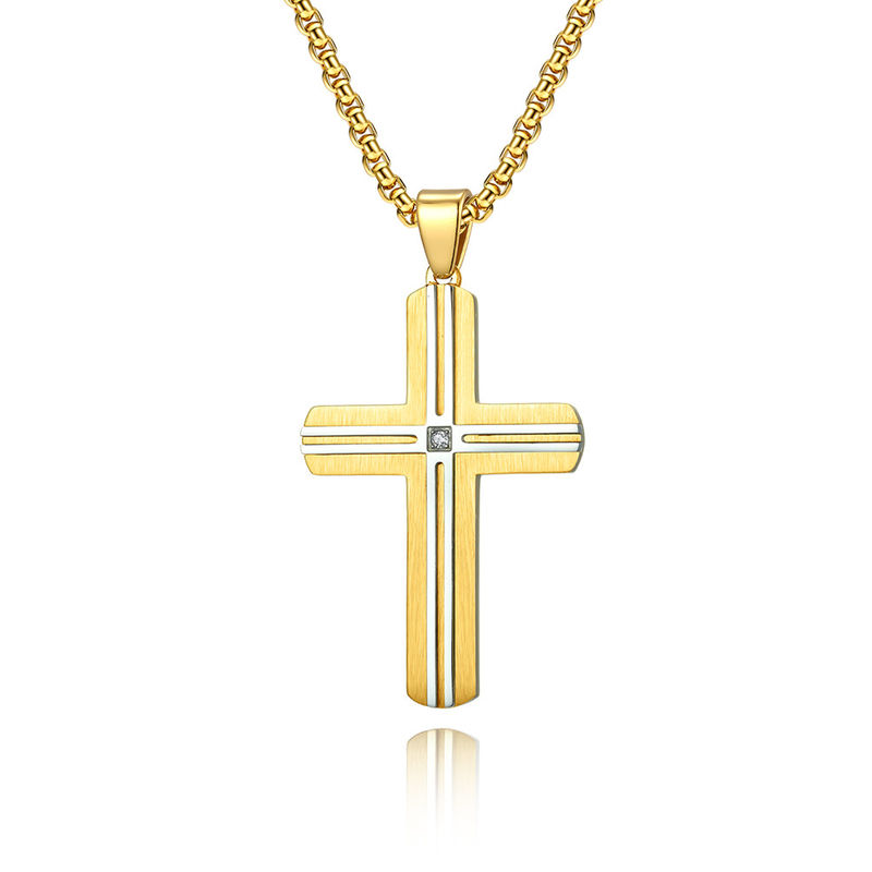 Blue and Gold Metal Prayer Choker for Men Stainless Steel Link Chain Necklaces Fine Jewelry Anniversary Occasion