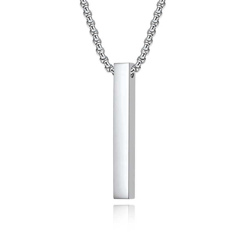 Fashion Jewelry Men's Cuboid Stainless Steel Necklace Stainless Steel Cross Pendant Chain Necklace for Men Women 22-24 Inches