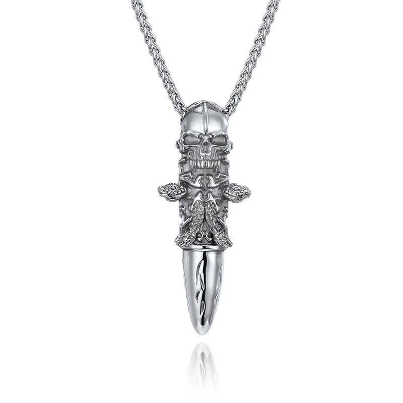 Skull Shape Stainless Steel and Gold Pendants Necklaces for Men Jewelry