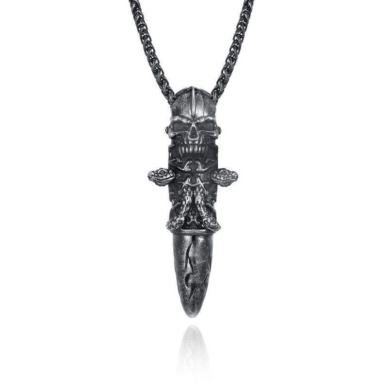 Skull Shape Stainless Steel and Gold Pendants Necklaces for Men Jewelry
