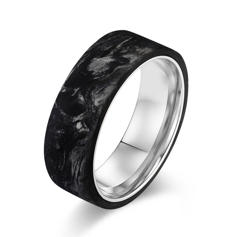 Plated Gold and Rose Gold Forged Carbon Fiber Wedding Bands Perfect Gift for Men's Jewelry
