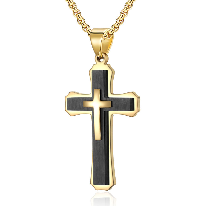 Cross Engrave Metal Prayer Choker for Men Stainless Steel Link Chain Necklaces Fine Jewelry Anniversary Occasion