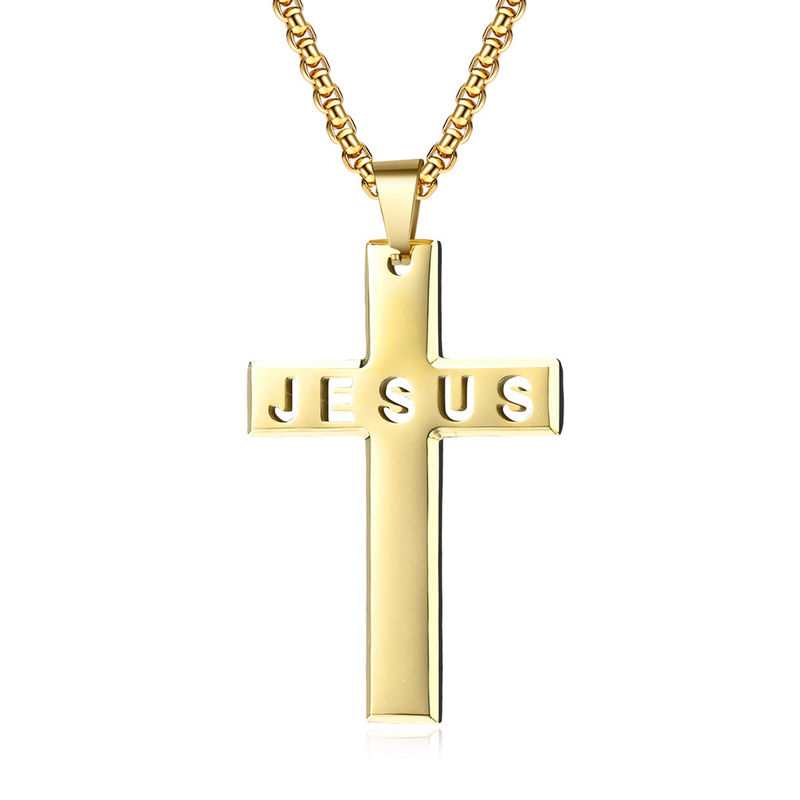 Fine Steel High Polished Jesus Metal Prayer Choker for Men Stainless Steel Link Chain Necklaces Fine Jewelry Anniversary Occasion