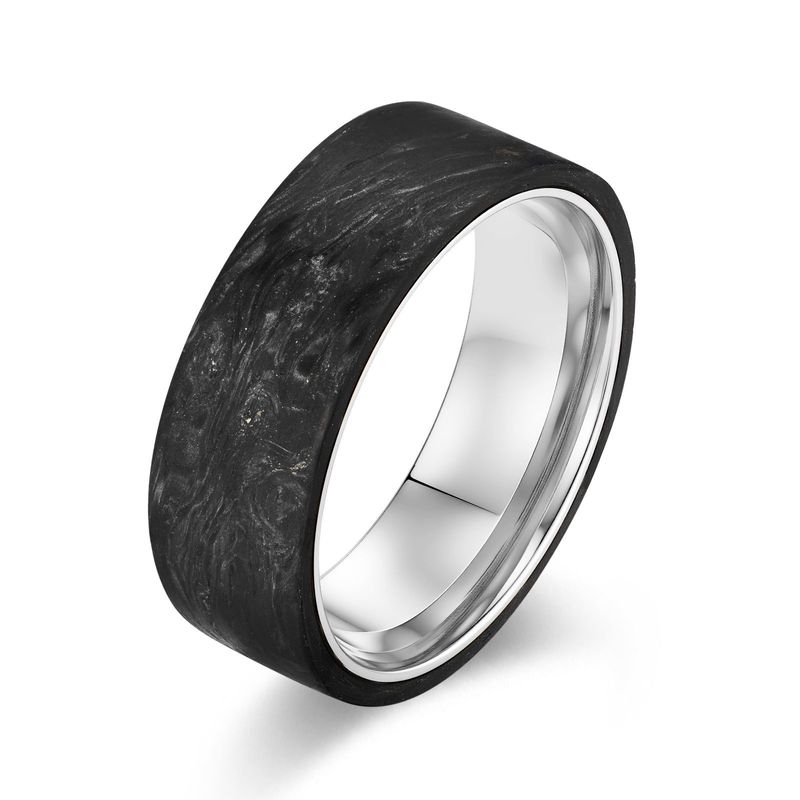 Coated Forged Carbon Fiber Wedding Bands Perfect Gift for Men's Jewelry