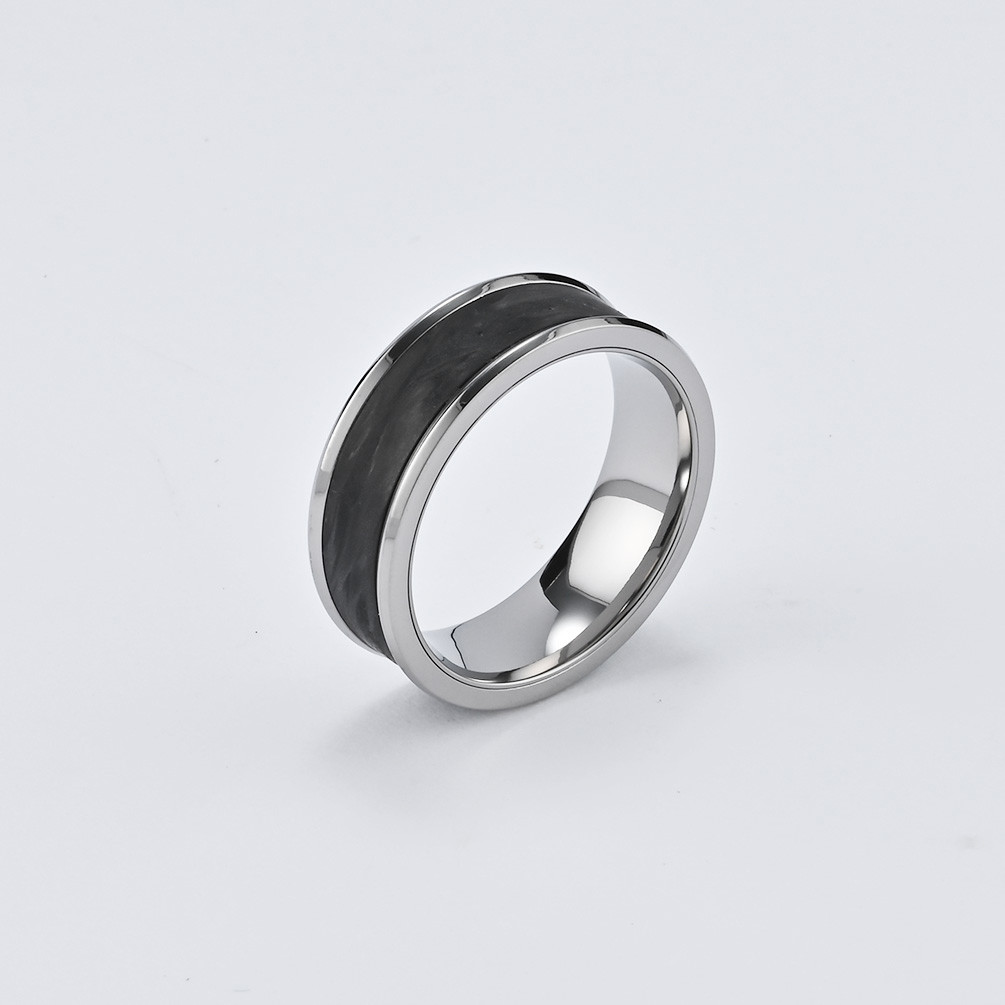 Modern Stainless Steel Forged Carbon Fiber Ring For Men Waterproof