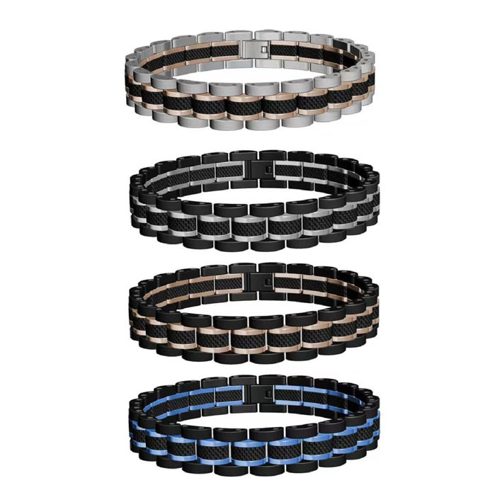 IP Gold and IP Blue and Rose Gold Stainless Steel Men Bracelet Fashion Jewelry Bracelets