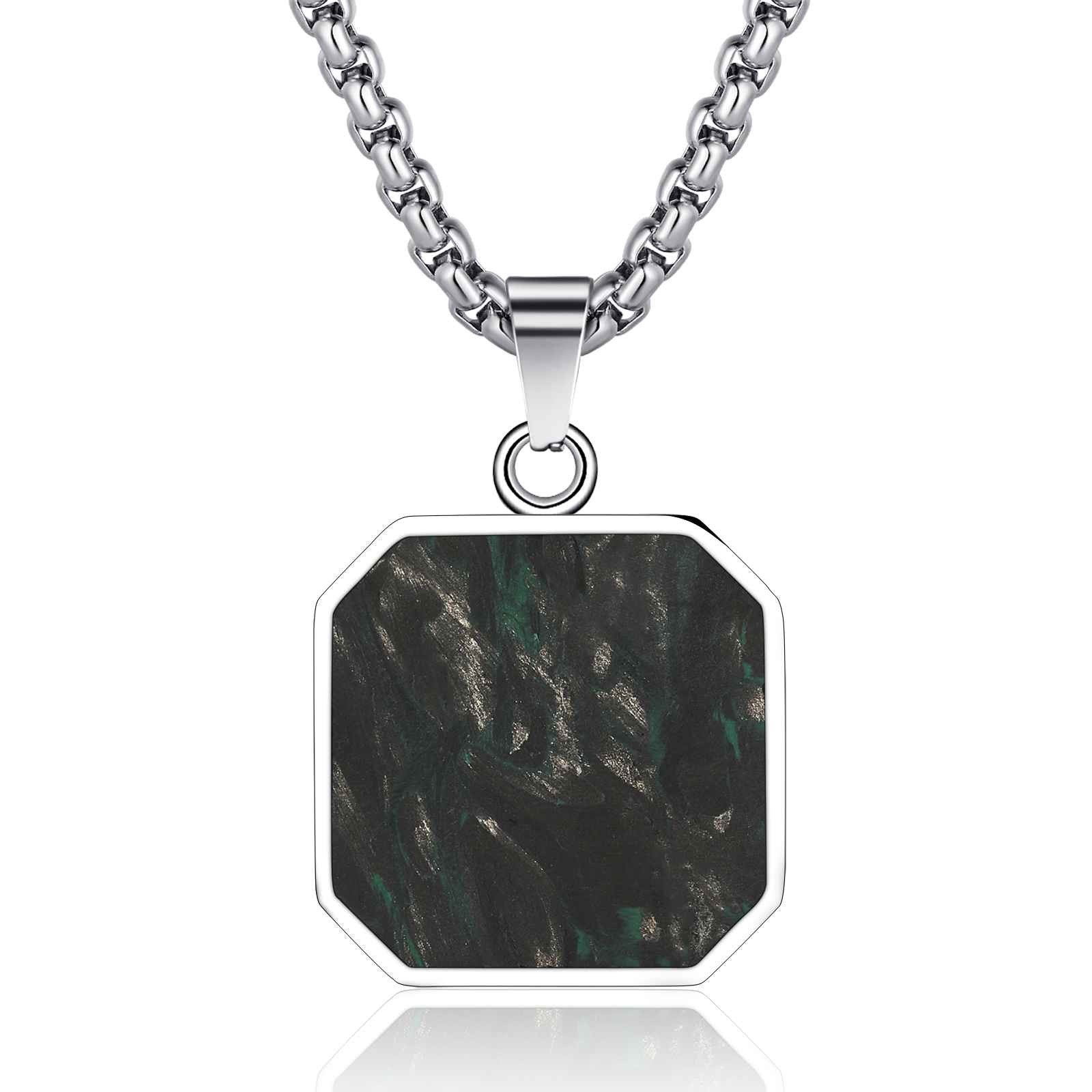 Custom Square Cross Bible Verse Necklace Forged Carbon Fiber Metal Necklace For Men
