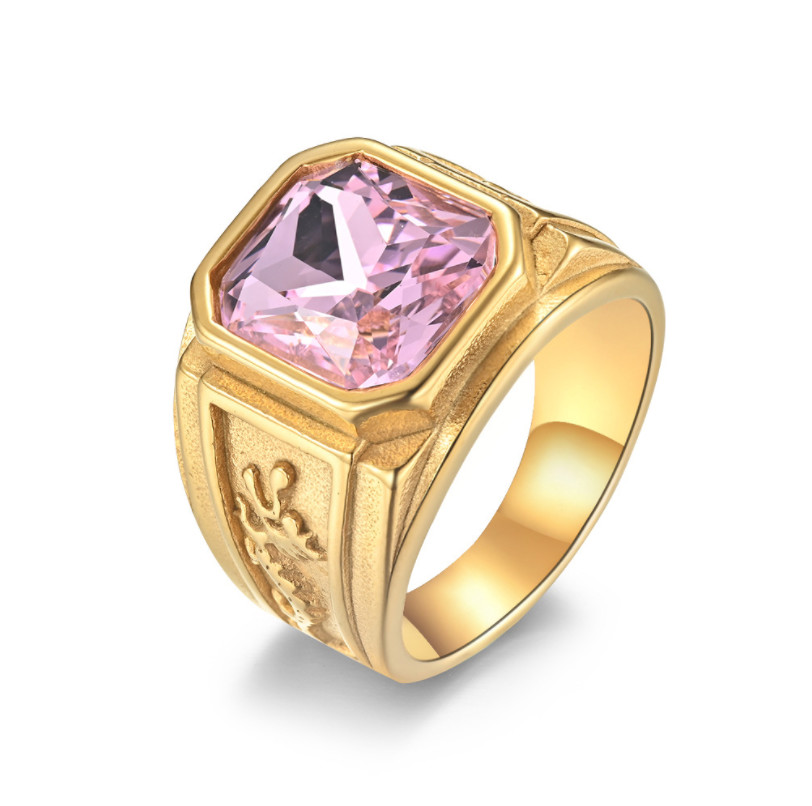 Men 316 Stainless Steel Ring Jewelry Gold Color Plated Customized Size