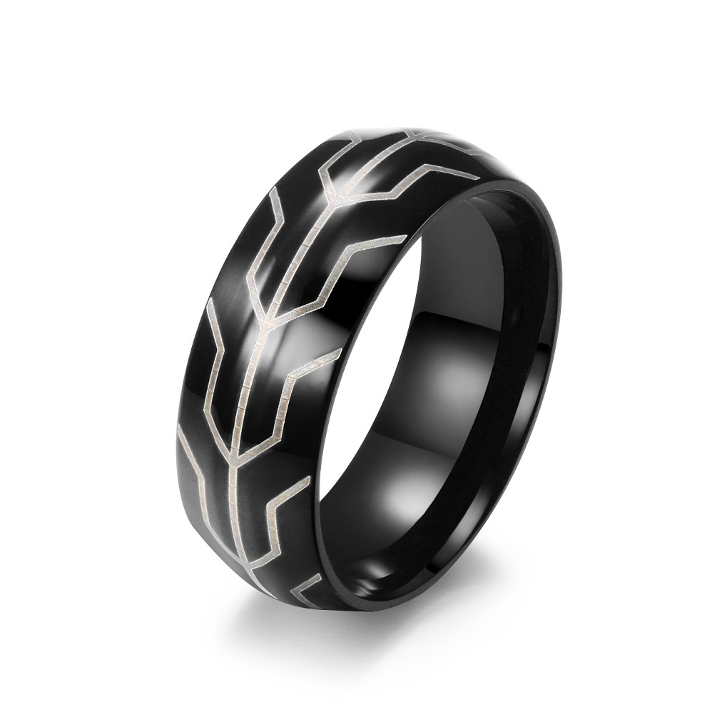 Waterproof Stainless Steel Black Ring No Fade Simple Finger Ring For Men
