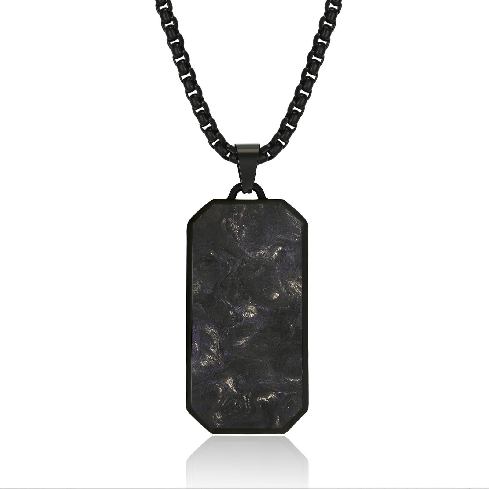 Men's Forged Carbon Fiber Pendant Fashion Necklace New Jewelry Accesories For Gift