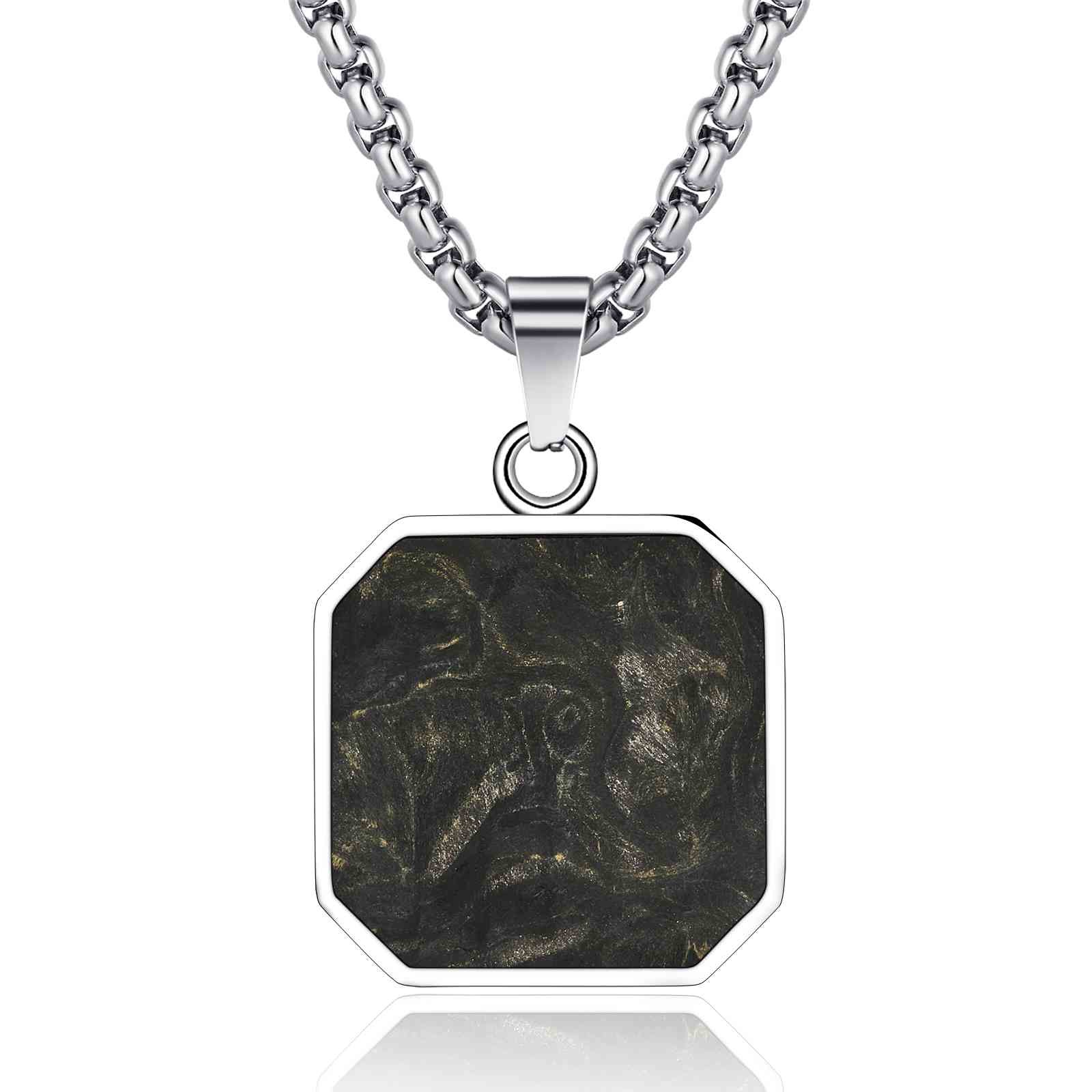 Custom Square Cross Bible Verse Necklace Forged Carbon Fiber Metal Necklace For Men