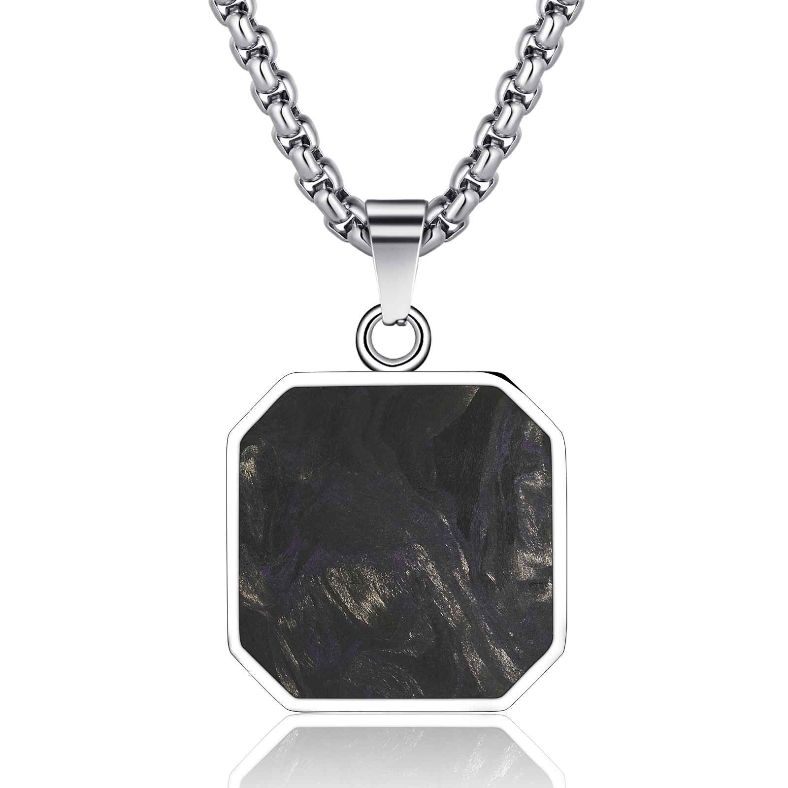 Religious Forged Carbon Fiber Pendant Square Bible Verse Christian Cross Necklace For Men