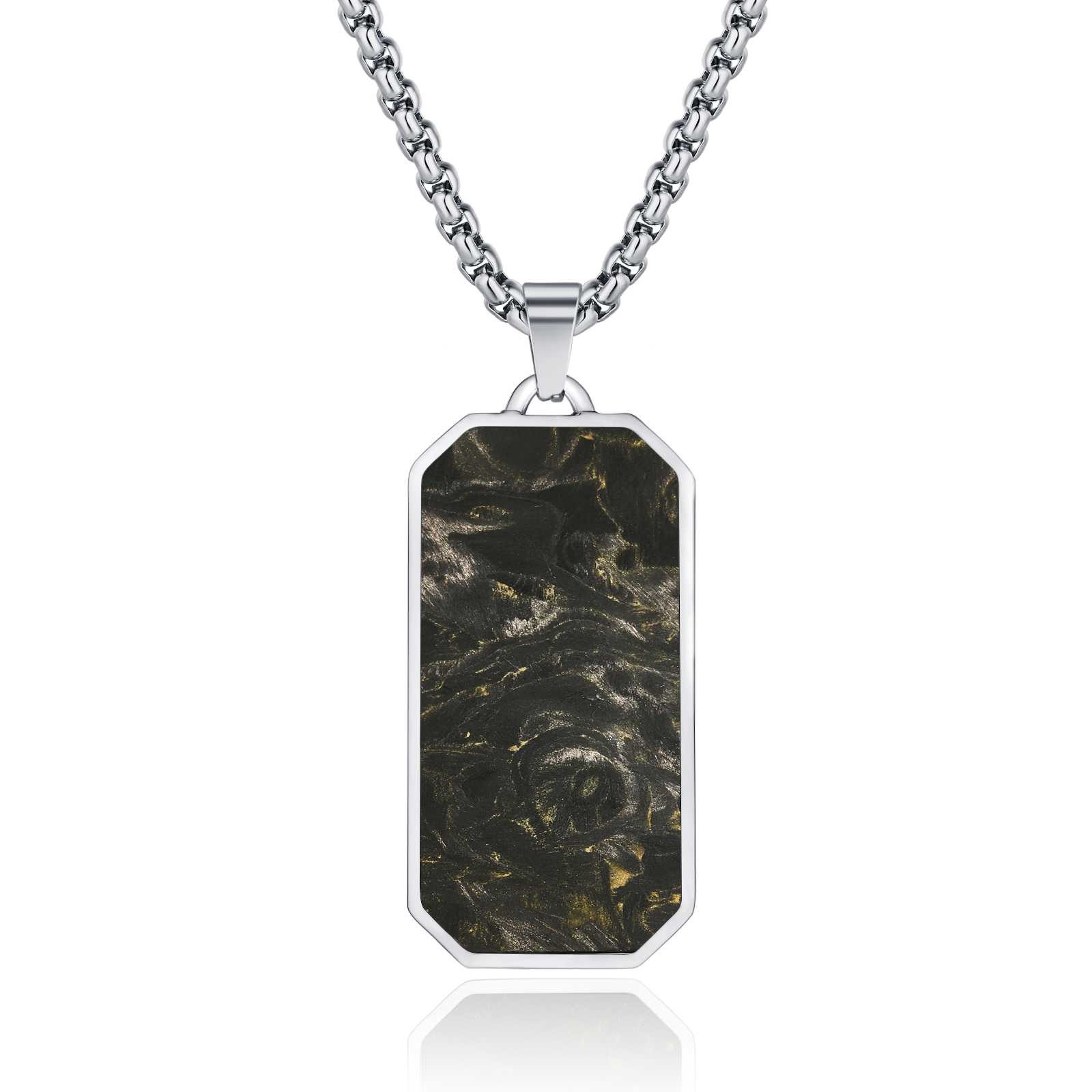 Fashionable Forged Carbon Fiber Pendant Men's Forged Carbon Fiber Chain Necklace Customized