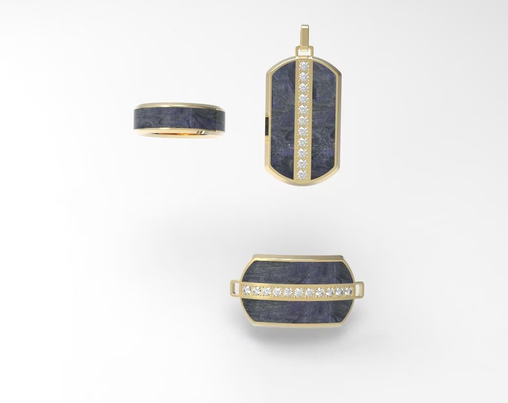 3pcs Carbon Fiber Jewelry Set With Rings,pendants And Bracelets For Men And Women