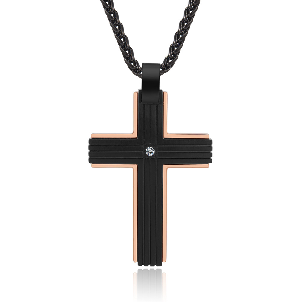 Cross Necklace for Men, Stainless Steel Pendant Chain Jewelry Christmas Stocking Stuffers Christian Baptism Birthday Gifts