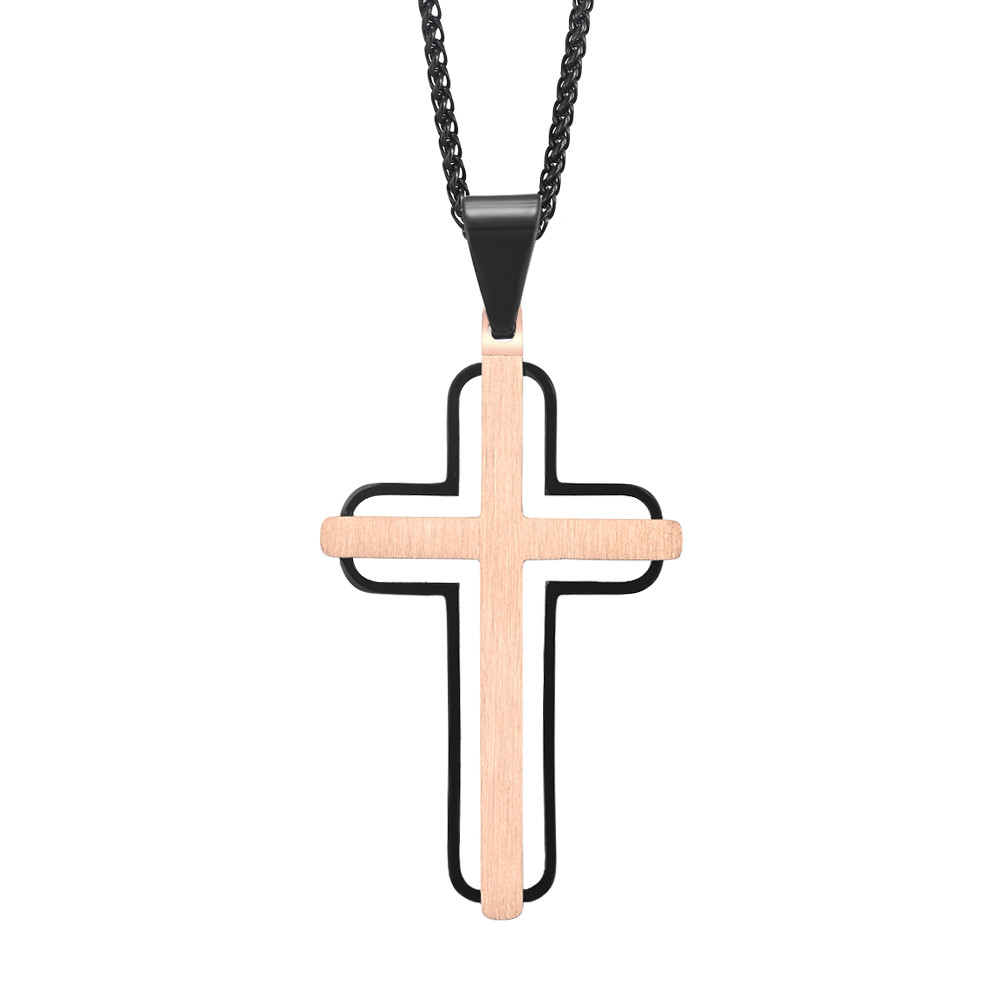 Blue and Rose Gold Metal Prayer Choker for Men Stainless Steel Link Chain Necklaces Fine Jewelry Anniversary Occasion