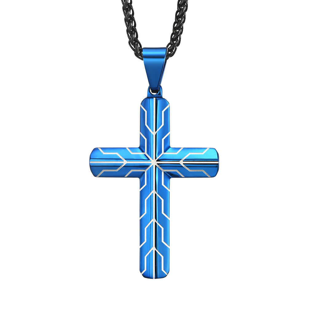 Men's and Women's Stainless Steel Cross Necklace with Lord's Prayer Pendant 2 Color Variations
