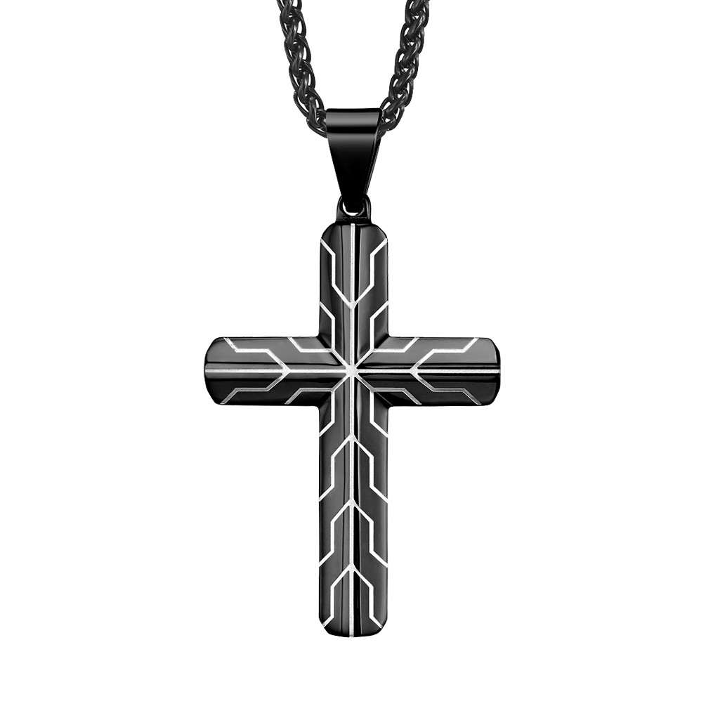 Men's and Women's Stainless Steel Cross Necklace with Lord's Prayer Pendant 2 Color Variations