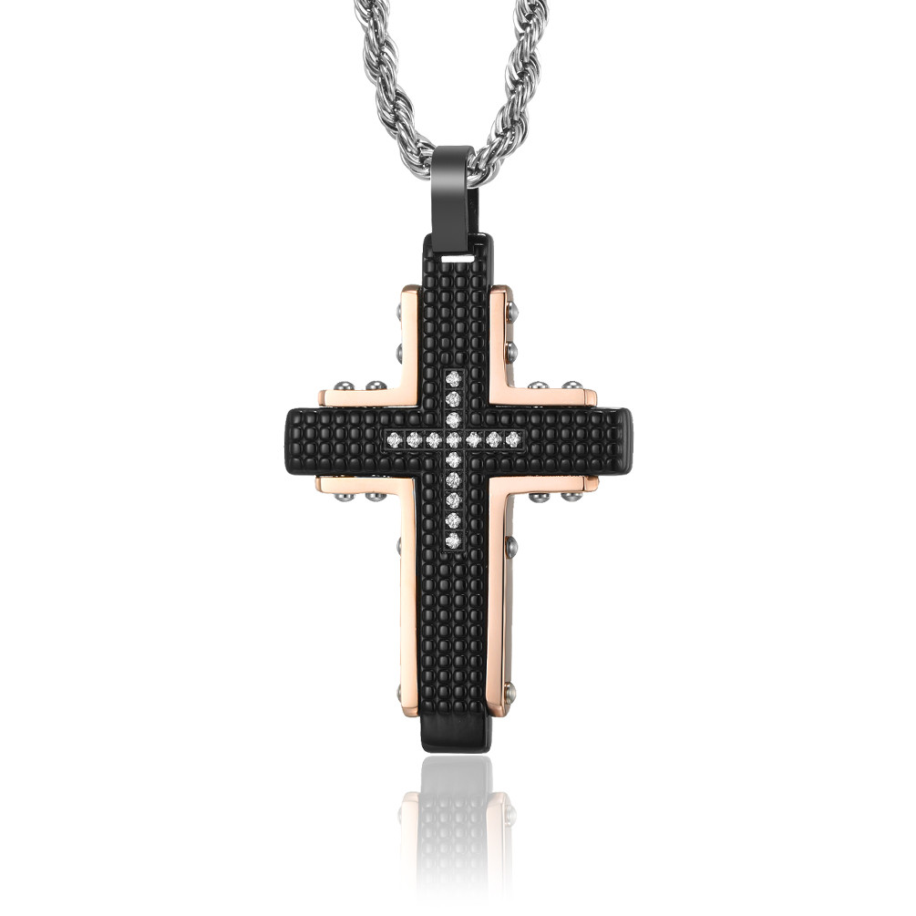 316L Stainless Steel Cross Pendant Necklace 1 Color Jesus Christ Large Cross Necklace for Men