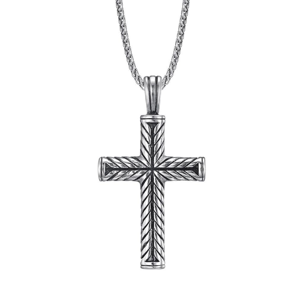 Gold Chain Link Classic Style Men's Cross Necklace Silver Stainless Steel Men's Pendant Cross Necklace Jewelry for Women