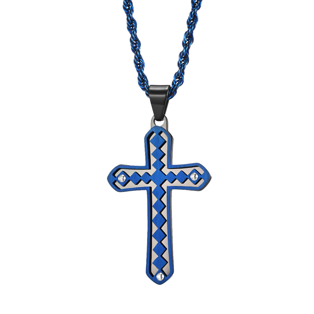 In Stock Stainless Steel Mens Womens Cross Necklace Lord's Prayer Pendant 3 Colors Available