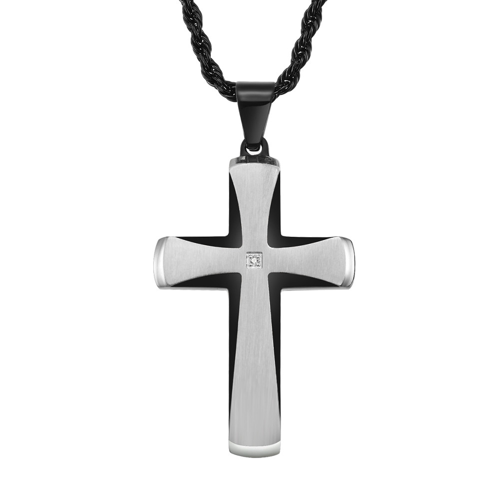 Cross Necklace for Men Stainless Steel Cross Pendant Mens Cross Necklace Christian Jewelry Religious Gifts