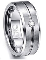 Modern Style 6MM/8MM Zirconium Stone and Polished Tungsten Steel Carbide Wedding Engagement Rings for Men Fashion Jewelry
