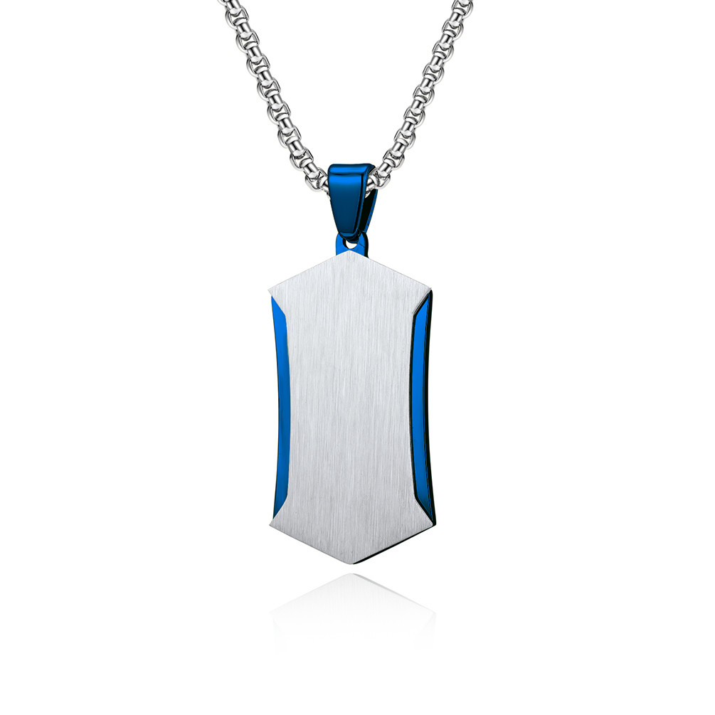Stainless Steel Cross Pendant Necklace Christian Jewelry Satin Square Religious Cross Engraved Necklace For Men