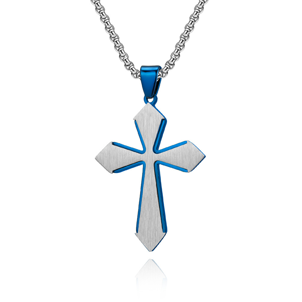 Stainless Steel Cross Shape Men's Fashion Necklace for Jewelry