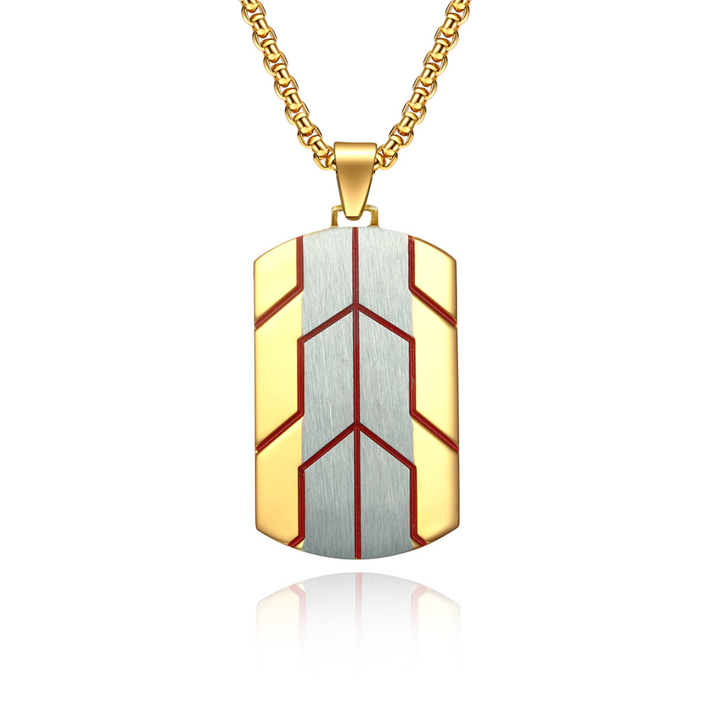 High Quality Stainless Steel Dog Tag Pendant Necklace Jewelry Black Square Pendant Necklace for Men