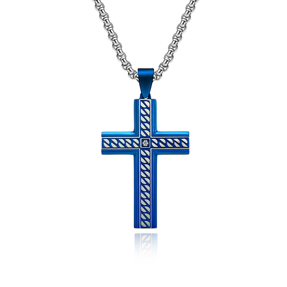 Custom Logo Cross Pendant Necklace in Stainless Steel Gold Plated for Christian Religious Jewelry