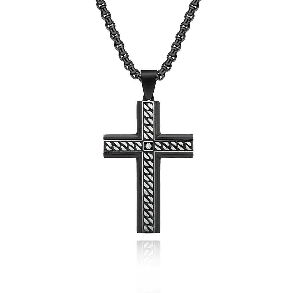 Custom Logo Cross Pendant Necklace in Stainless Steel Gold Plated for Christian Religious Jewelry