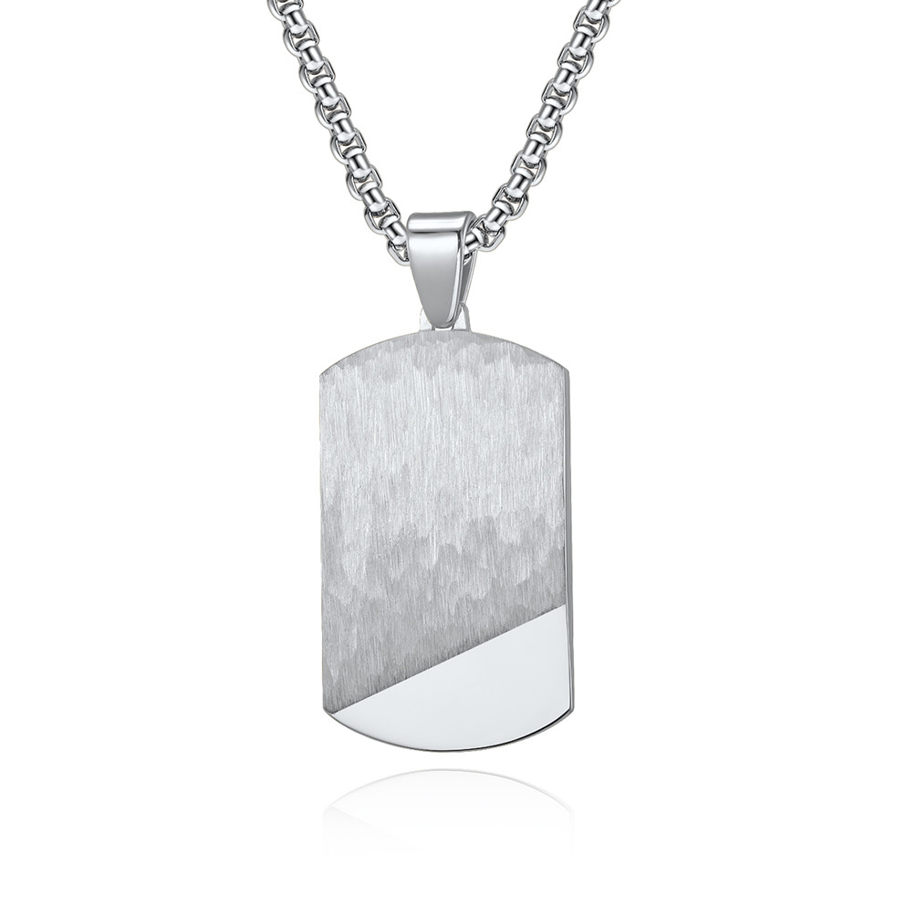 Satin and Polished Square Religious Necklace Men's Cross Stainless Steel Christian Jewelry for Anniversary Occasion