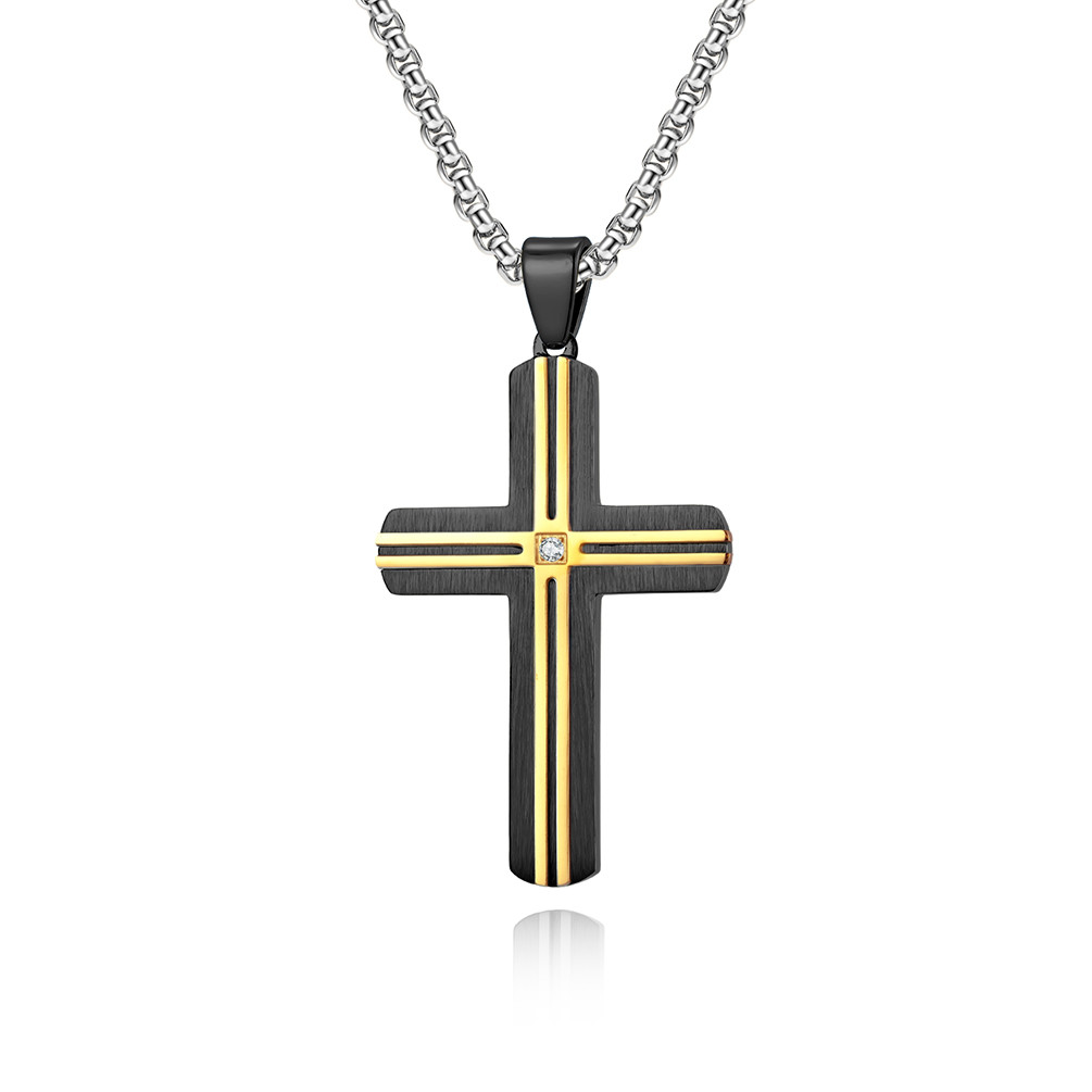 Blue and Gold Metal Prayer Choker for Men Stainless Steel Link Chain Necklaces Fine Jewelry Anniversary Occasion