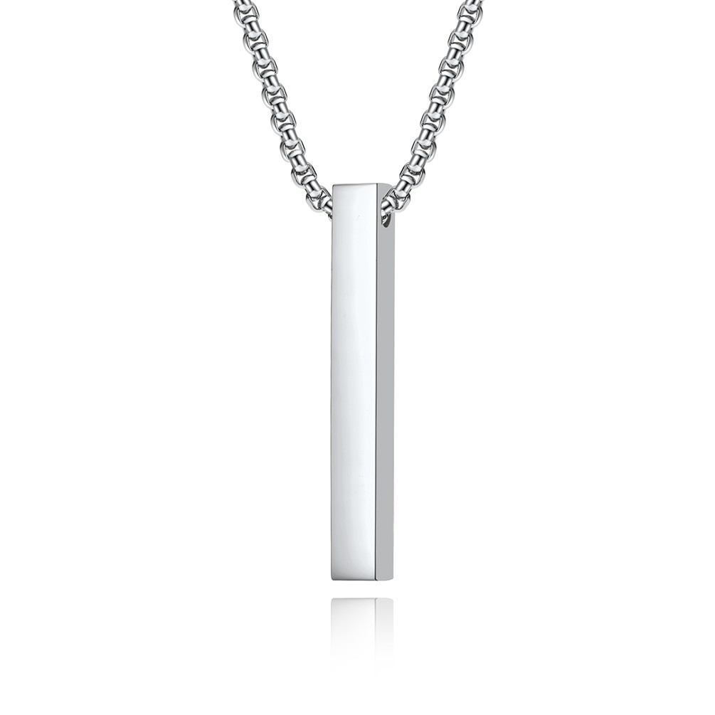 Fashion Jewelry Men's Cuboid Stainless Steel Necklace Stainless Steel Cross Pendant Chain Necklace for Men Women 22-24 Inches