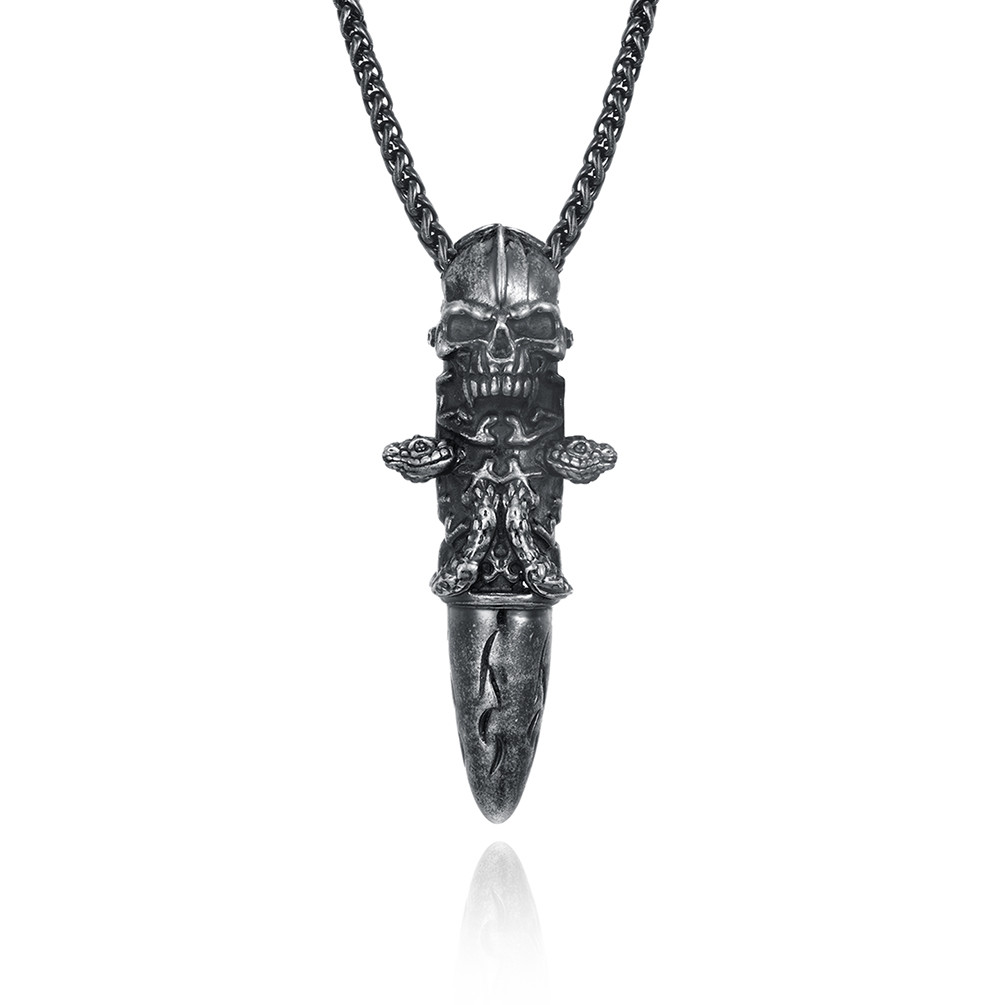 Skull Shape Stainless Steel and Gold Pendants Necklaces for Men Jewelry