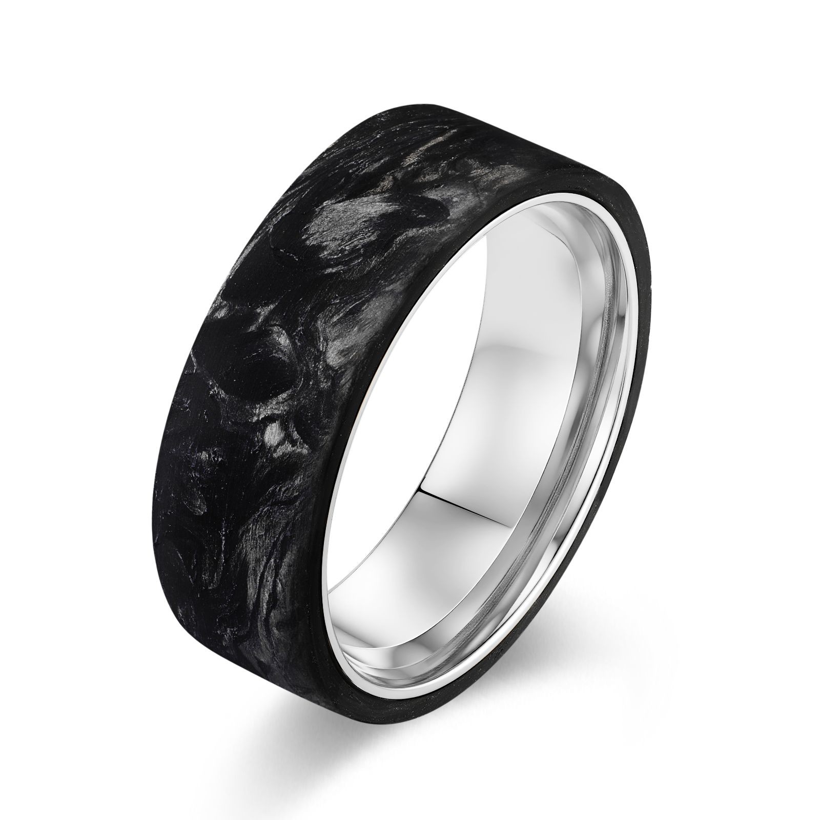 New Arrival Plated Gold and Rose Gold Forged Carbon Fiber Wedding Bands Mens Jewelry