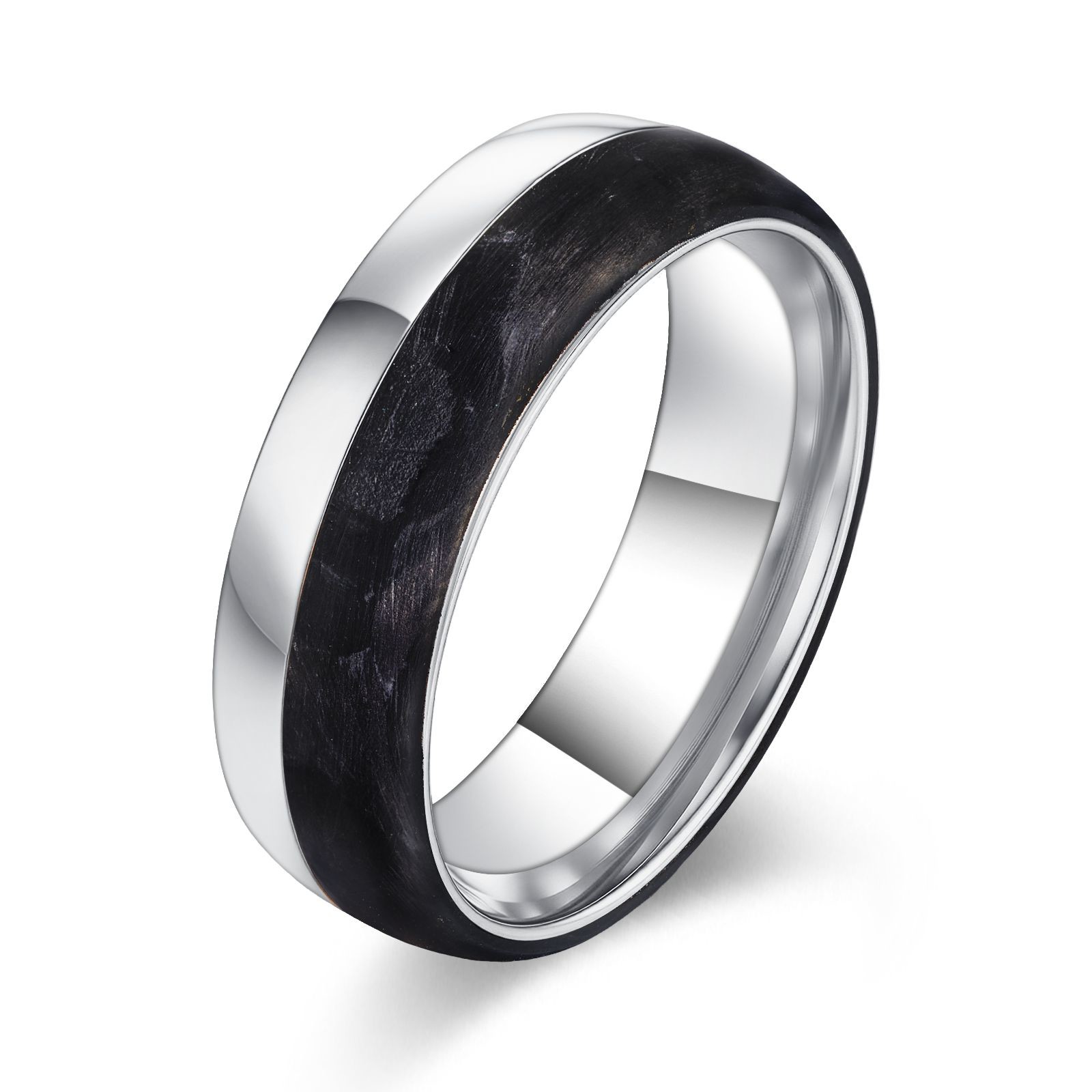 2025 New Arrival Plated Gold and Rose Gold Forged Carbon Fiber Wedding Bands Mens bands
