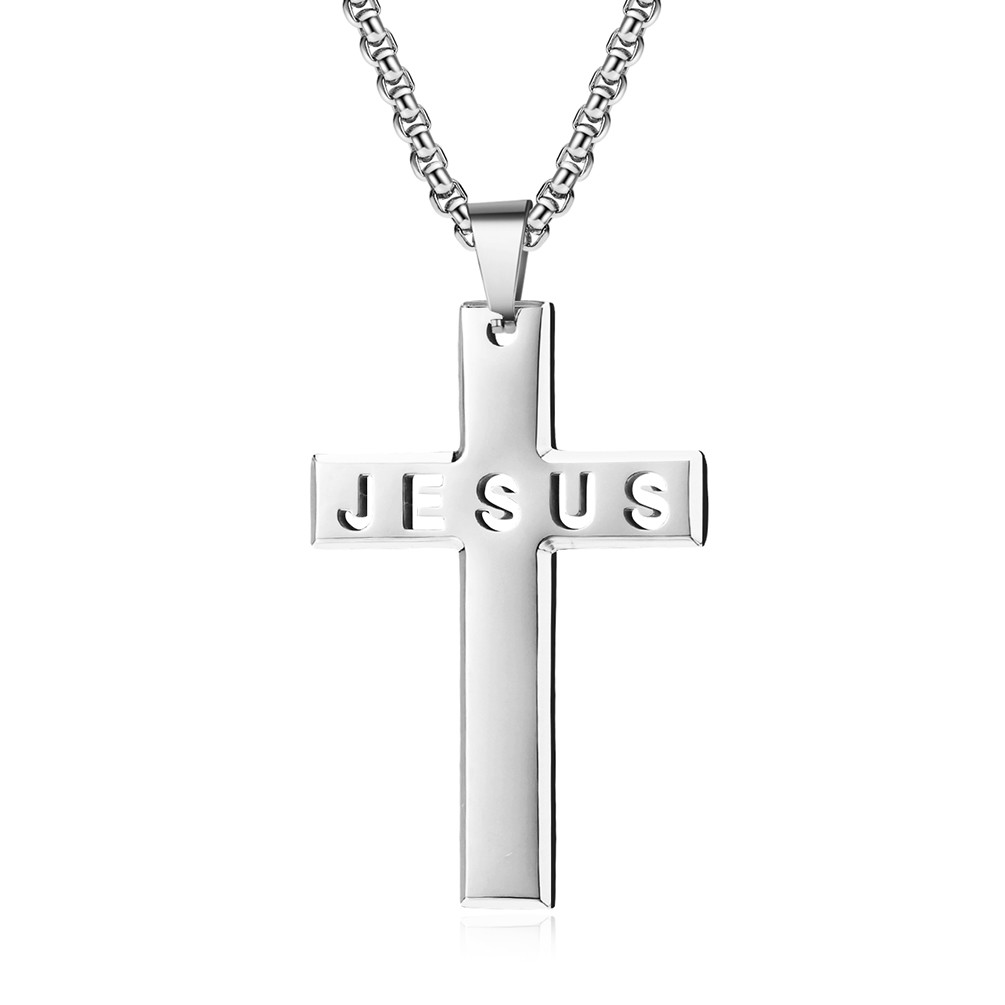Fine Steel High Polished Jesus Metal Prayer Choker for Men Stainless Steel Link Chain Necklaces Fine Jewelry Anniversary Occasion