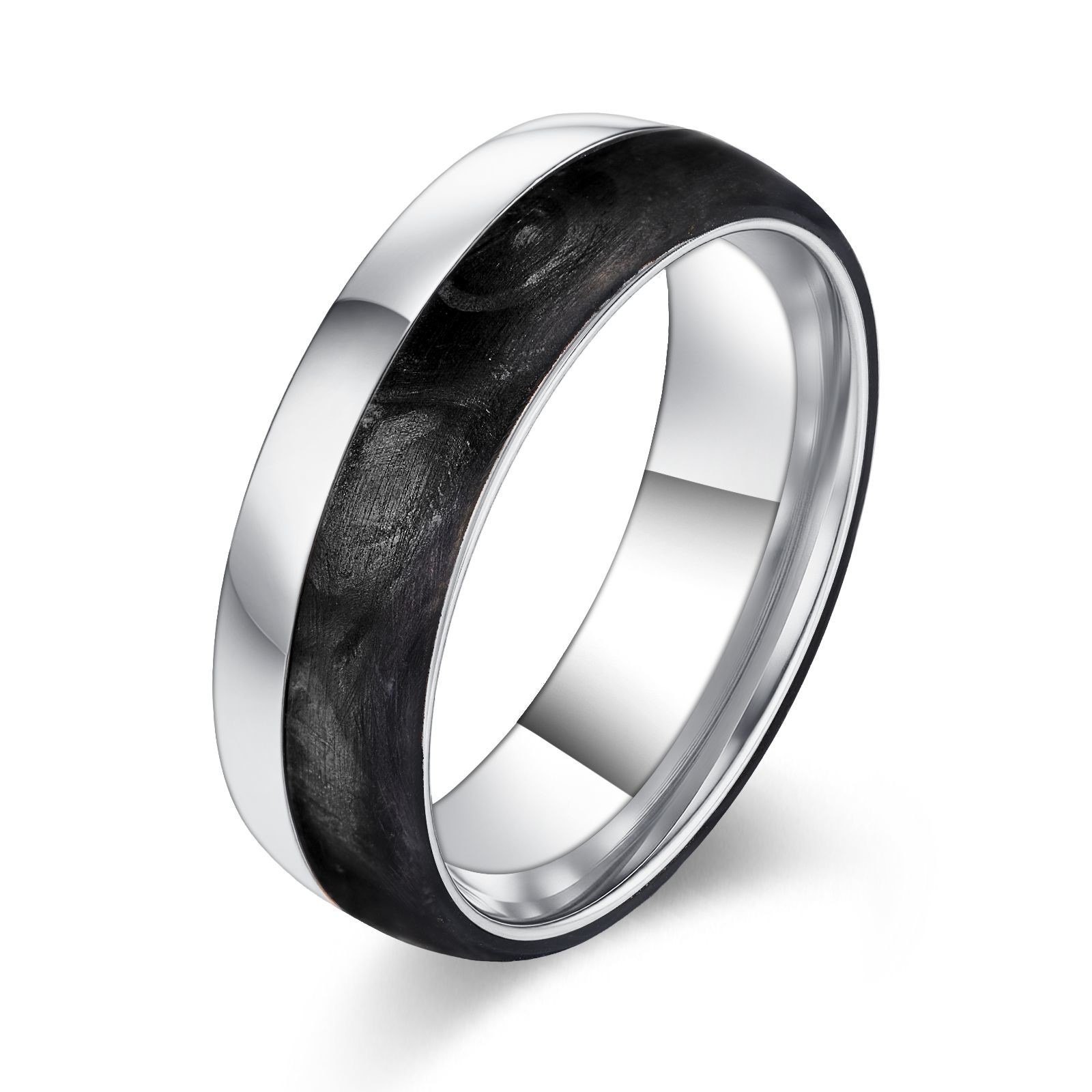 2025 New Arrival Plated Gold and Rose Gold Forged Carbon Fiber Wedding Bands Mens bands