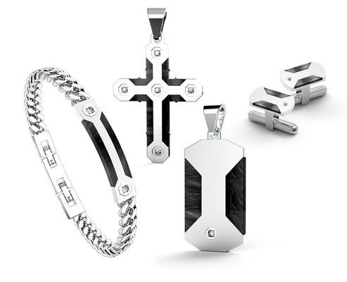 Good price Man Stainless Steel Jewelry Set Pave Zircon Black Onyx Earrings Bracelet Necklace Set online