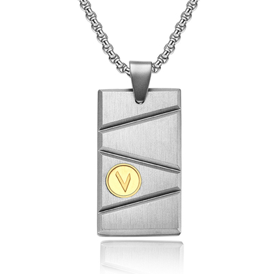Good price V Letter Embossed Men's Necklace with Square Pendant Simple Numerology Jewelry for Anniversary Occasion online
