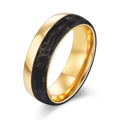 Good price Bagues de mariage en fibre de carbone forgée, plaqué or rose et revêtement avec incrustation technologique, bagues pour hommes, pour fête, occasion 2025 en ligne