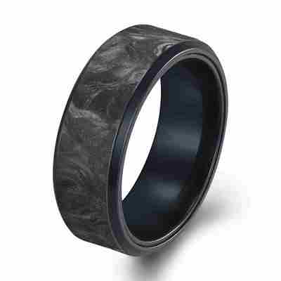 Giá tốt. Chiếc nhẫn đàn ông bằng kim loại Titanium và Carbon Fiber trực tuyến