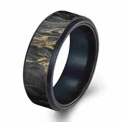 Good price Aerospace-Grade Forged Carbon Fiber Men's Wedding Band with Customizable Width and Gold Foil Plating online