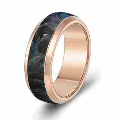 Buen precio Anillo de boda de fibra de carbono forjado personalizable con una resistencia superior y patrones únicos de mármol en línea