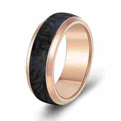 Un buon prezzo. Anello di nozze in fibra di carbonio forgiato personalizzabile con resistenza superiore e modelli marmorizzati unici in linea