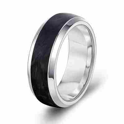 Bom preço. Anel de Casamento Personalizável em Fibra de Carbono Forjada com Resistência Superior e Padrões Marmorizados Únicos on-line